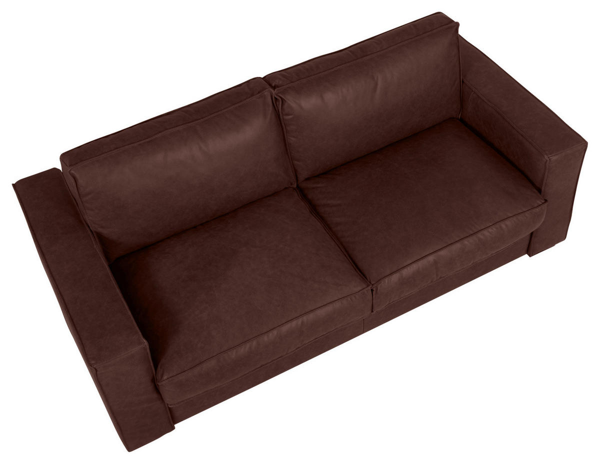 SCHLAFSOFA in Echtleder Braun  - Dunkelbraun/Braun, Design, Leder/Holz (203/85/99cm) - MID.YOU