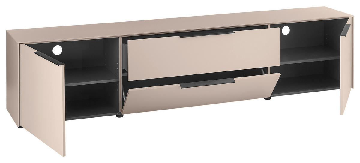 LOWBOARD  220/50/38 cm 1 Schublade(n) Beimöbel erhältlich, stehend  - Kaschmir/Schwarz, Design, Holzwerkstoff/Kunststoff (220/50/38cm) - Voleo