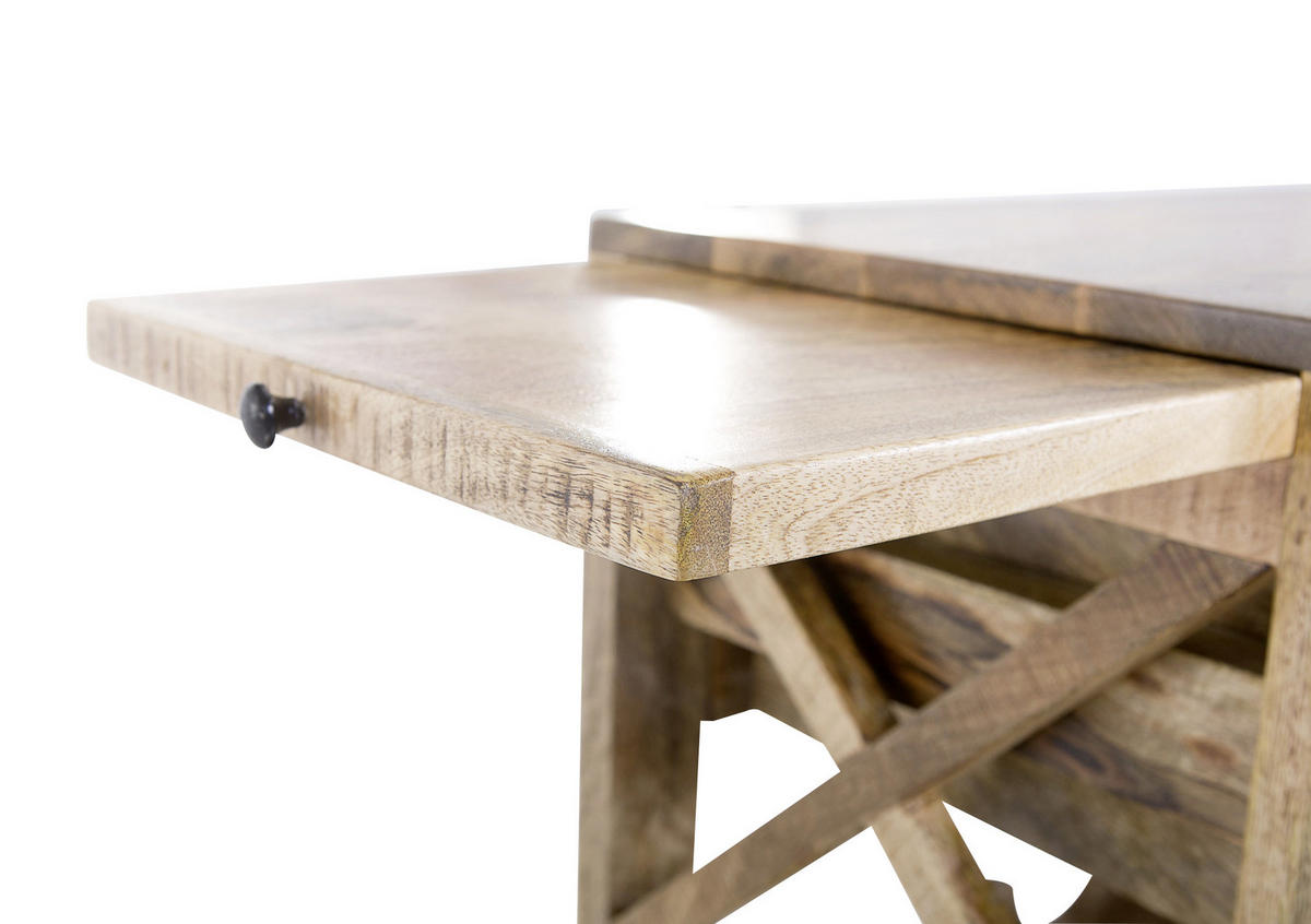 BARWAGEN Mangoholz massiv Braun, Schwarz  - Schwarz/Braun, Design, Holz/Metall (97/85/43cm) - Carryhome