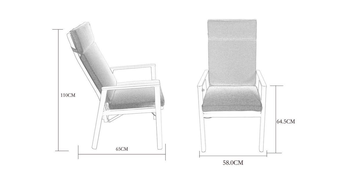 GARTENSESSEL Aluminium Anthrazit, Grau  - Anthrazit/Grau, Design, Textil/Metall (58/110/65cm) - Ambia Garden