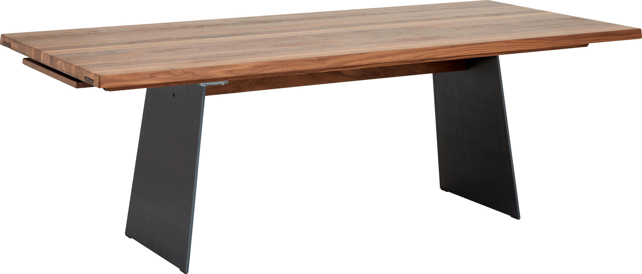 ESSTISCH 220-275/100/76 cm Echtholz  Holz, Metall ausziehbar rechteckig Nussbaumfarben  - Nussbaumfarben, Natur, Holz/Metall (220-275/100/76cm) - Anrei