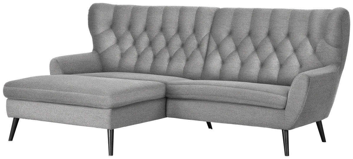 ECKSOFA Grau Flachgewebe  - Schwarz/Grau, Design, Holz/Textil (165/237cm) - Stylife