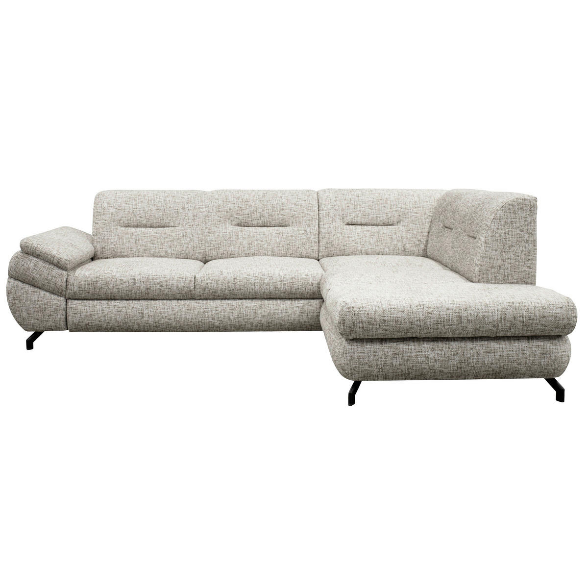 ECKSOFA Beige Struktur, Plüsch  - Beige/Schwarz, Design, Textil/Metall (274/201cm) - MID.YOU