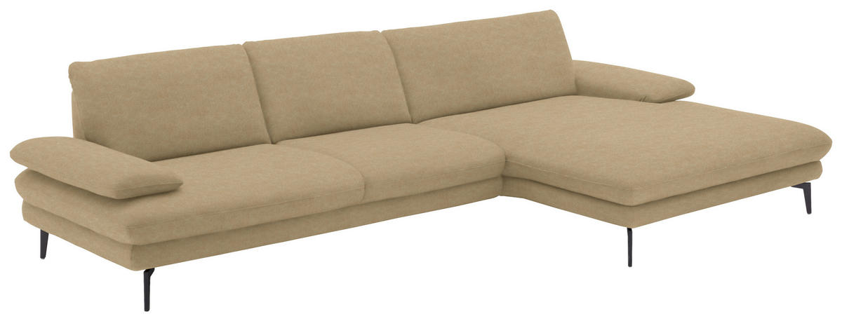 ECKSOFA in Velours Cappuccino  - Schwarz/Cappuccino, Design, Textil/Metall (310/180cm) - Dieter Knoll