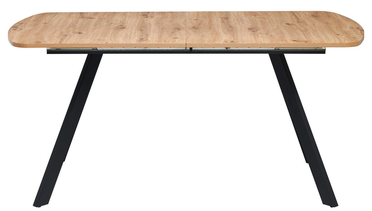 ESSTISCH in Metall, Holzwerkstoff 160-200/90/75 cm  - Schwarz/Eiche Artisan, KONVENTIONELL, Holzwerkstoff/Metall (160-200/90/75cm) - MID.YOU