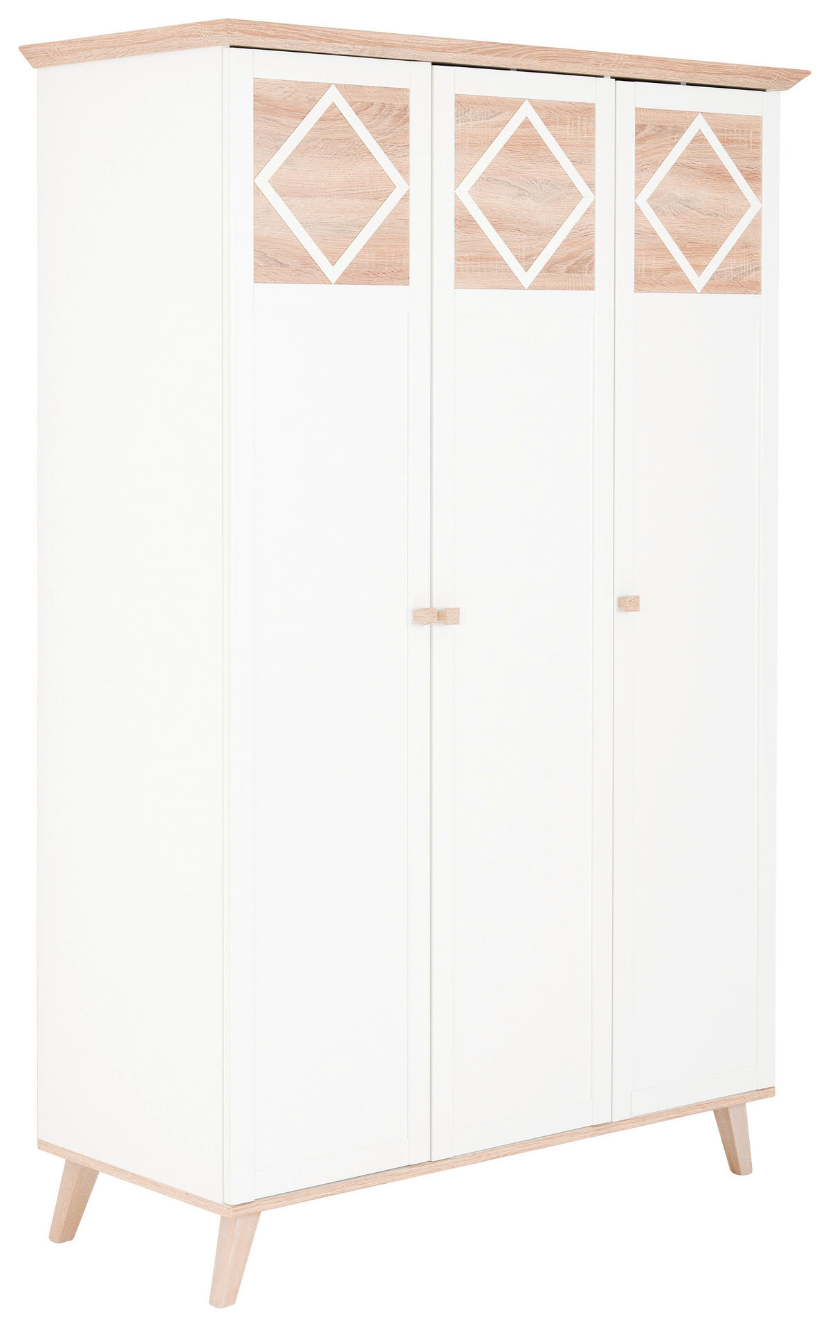 DULAP CU UșI ROTATIVE, 133/204/59 cm, alb, culoare lemn stejar - alb/culoare lemn stejar, Design, material pe bază de lemn (133/204/59cm) - Livetastic