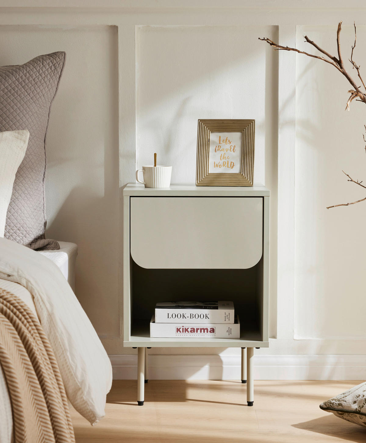 NACHTKÄSTCHEN 40/60/40 cm  in Seidengrau  - Seidengrau, Design, Holzwerkstoff/Metall (40/60/40cm) - Xora