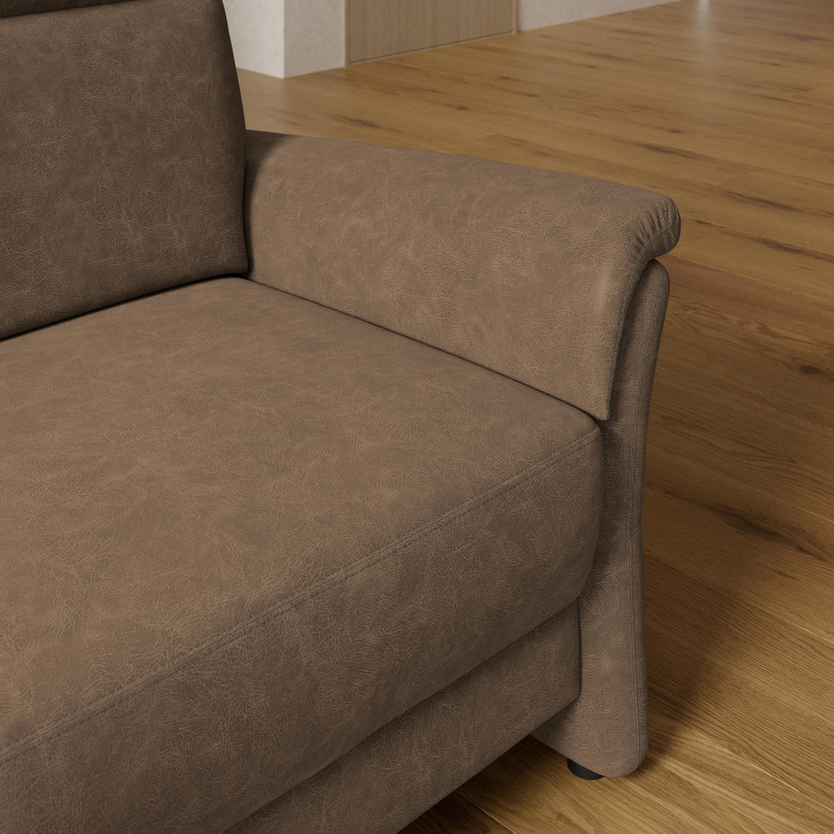 2,5-SITZER Mikrofaser Braun  - Schwarz/Braun, Konventionell, Kunststoff/Textil (170/99/91cm) - Elegando