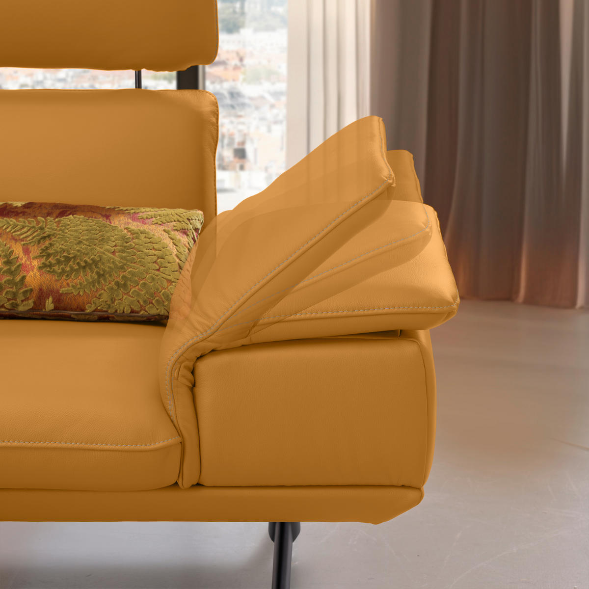 ECKSOFA in Echtleder Goldfarben  - Beige/Goldfarben, Design, Leder/Metall (150/242cm) - Koinor