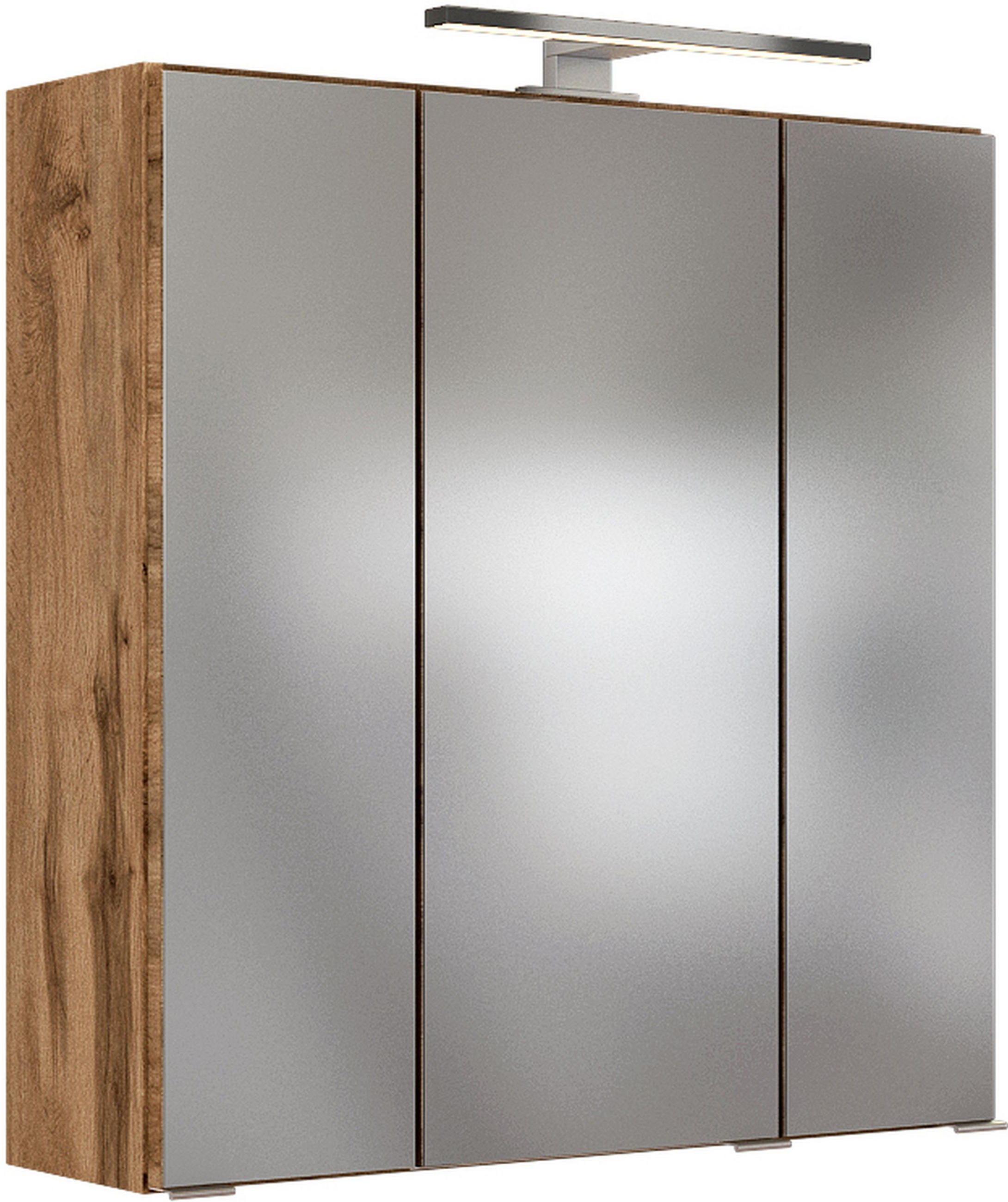 SPIEGELSCHRANK 60/66/20 cm  - Chromfarben/Eiche Wotan, Design, Glas/Holzwerkstoff (60/66/20cm) - Held