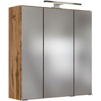 SPIEGELSCHRANK 60/66/20 cm  - Chromfarben/Eiche Wotan, Design, Glas/Holzwerkstoff (60/66/20cm) - Held