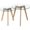 BEISTELLTISCHSET 50/50/45 cm Eiche massiv Klar, Eichefarben rund  - Klar/Eichefarben, Design, Glas/Holz (50/50/45cm) - Carryhome