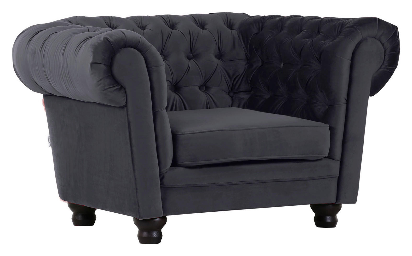 CHESTERFIELD-SESSEL Flachgewebe Dunkelgrau    - Dunkelgrau, LIFESTYLE, Textil (130/79/93cm)