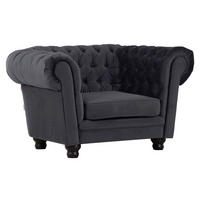 CHESTERFIELD-SESSEL Flachgewebe Dunkelgrau    - Dunkelgrau, LIFESTYLE, Textil (130/79/93cm)