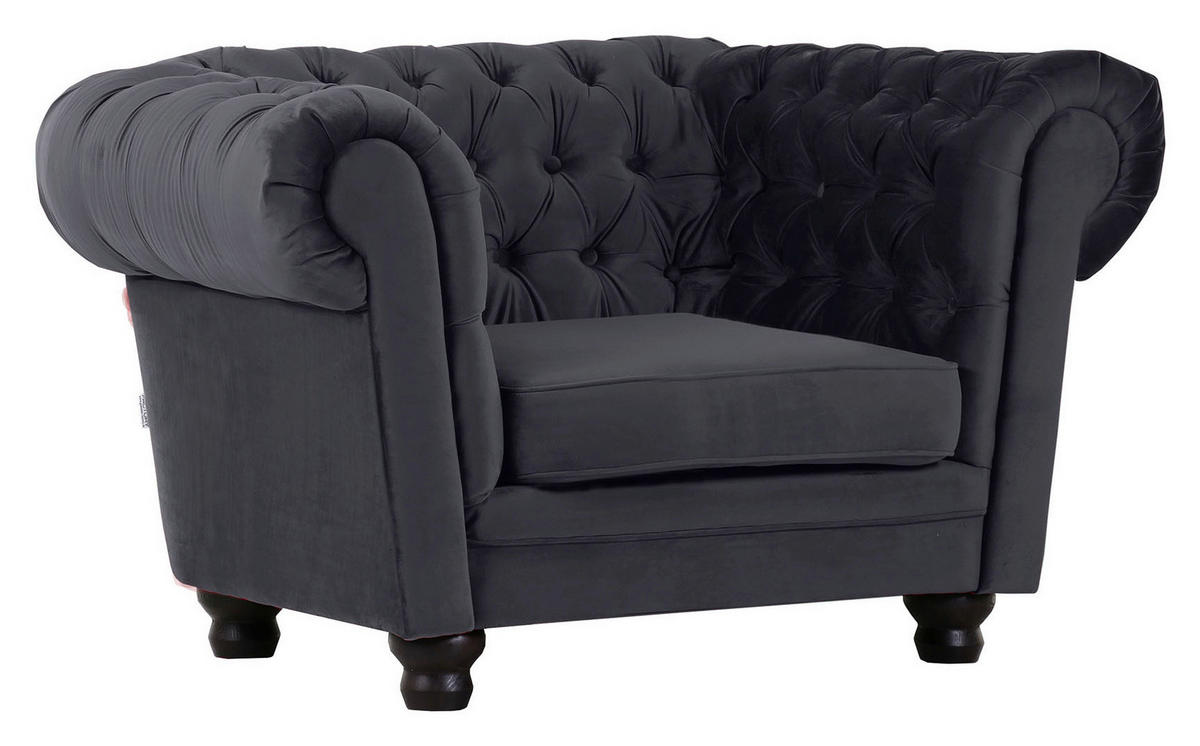 CHESTERFIELD-SESSEL Flachgewebe Dunkelgrau    - Dunkelgrau, LIFESTYLE, Textil (130/79/93cm)