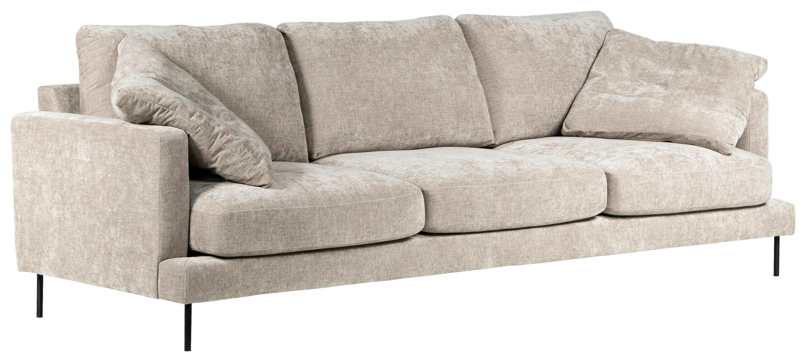 3-SITS SOFFA i beige  - beige/svart, Klassisk, metall/trä (264/98cm) - Chilliano
