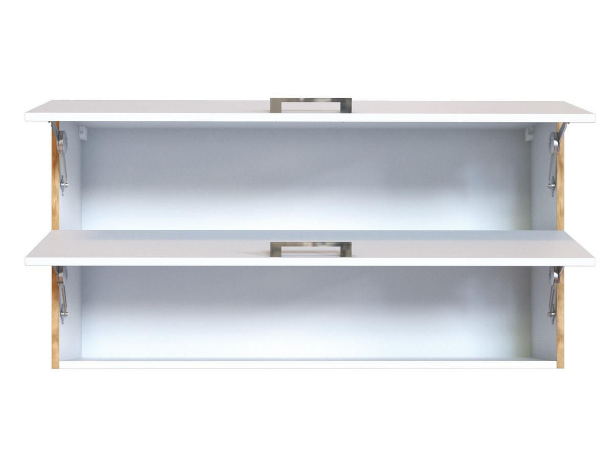 KÜCHENOBERSCHRANK 110/57/34 cm  in Weiß, Eiche Wotan  - Chromfarben/Eiche Wotan, MODERN, Holzwerkstoff/Metall (110/57/34cm) - Held
