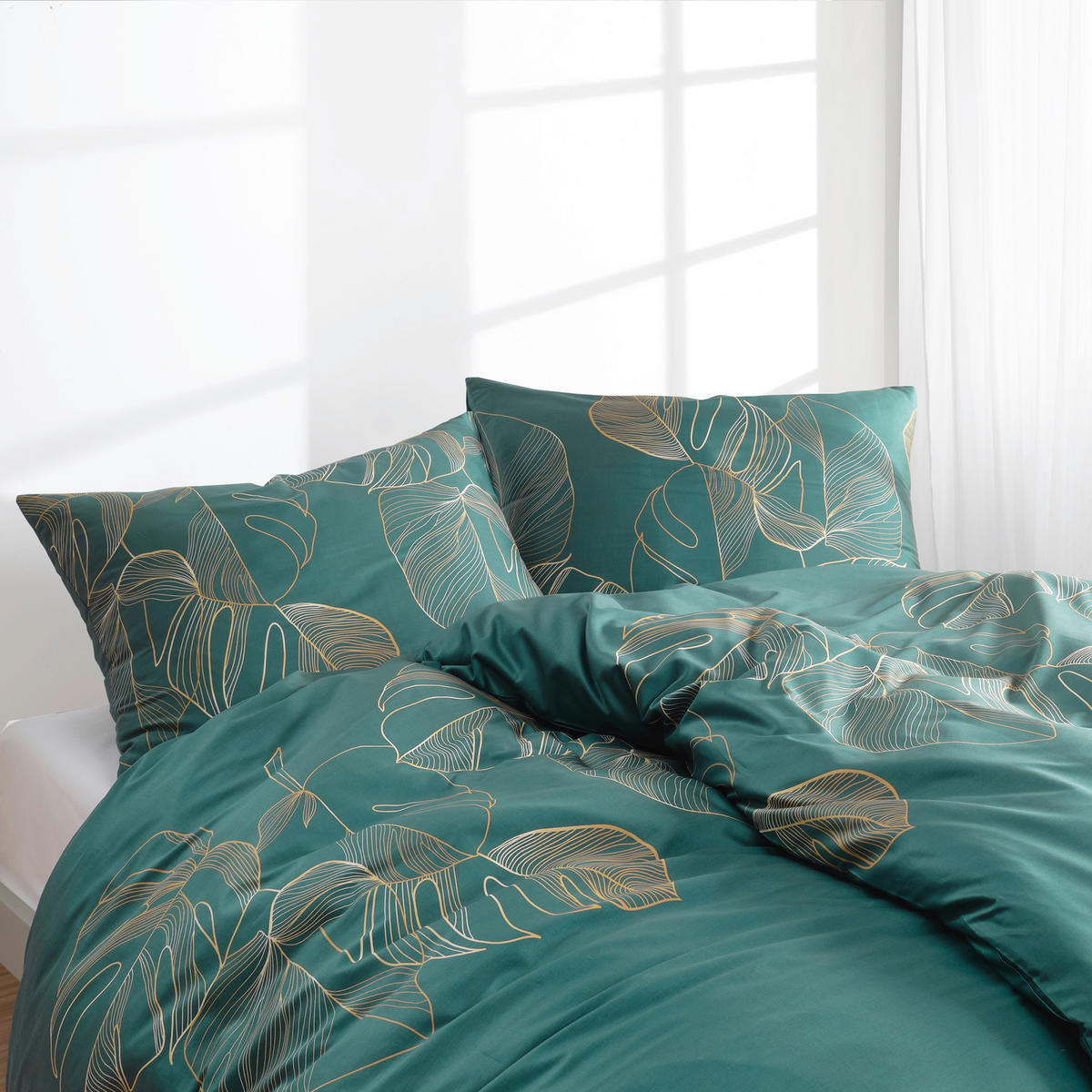 BETTWÄSCHE 2-teilig Satin 135/200 cm  - Smaragdgrün, Basics, Textil (135/200cm) - Florella