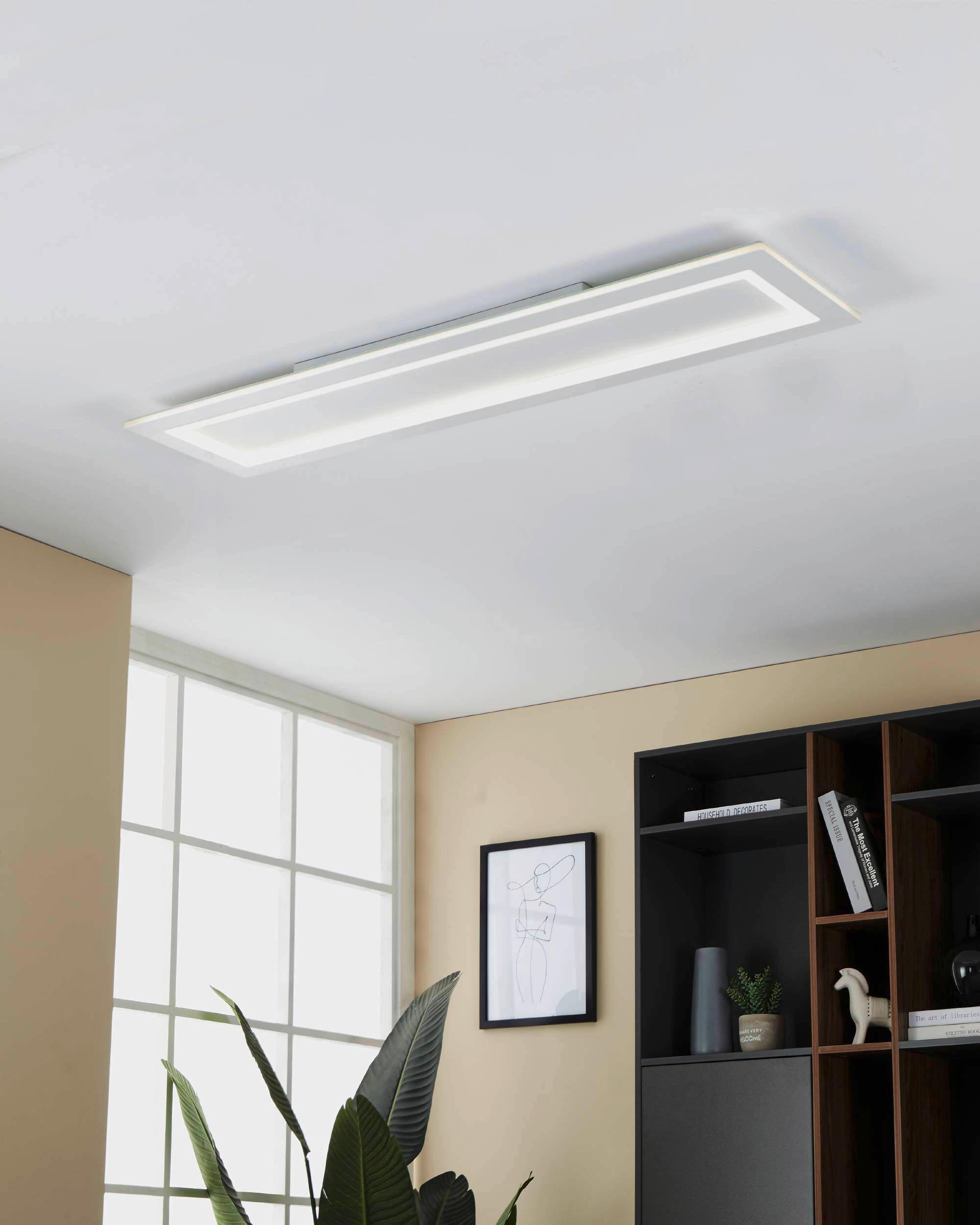 LED-DECKENLEUCHTE PADROGIANO  Smart   - Weiß, Basics, Kunststoff/Metall (120/30cm) - Eglo