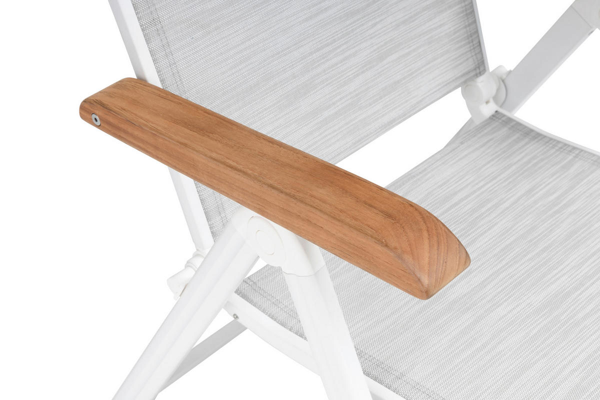 GARTENKLAPPSESSEL Teakholz Aluminium Naturfarben, Weiß, Hellgrau  - Hellgrau/Naturfarben, Basics, Holz/Textil (61/109/65cm) - Kettler