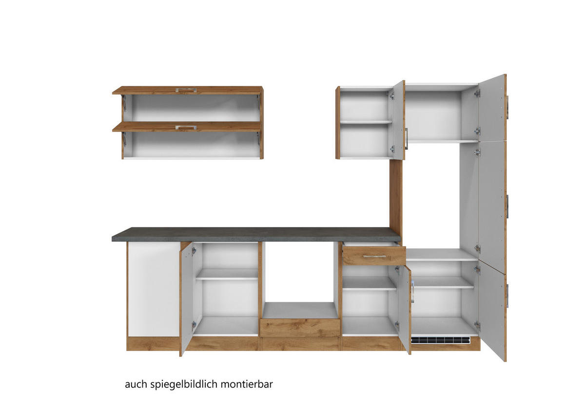 ECKKÜCHE 210/270 cm  in Eichefarben  - Apfelbaumfarben/Eichefarben, MODERN, Holzwerkstoff (210/270cm) - Held