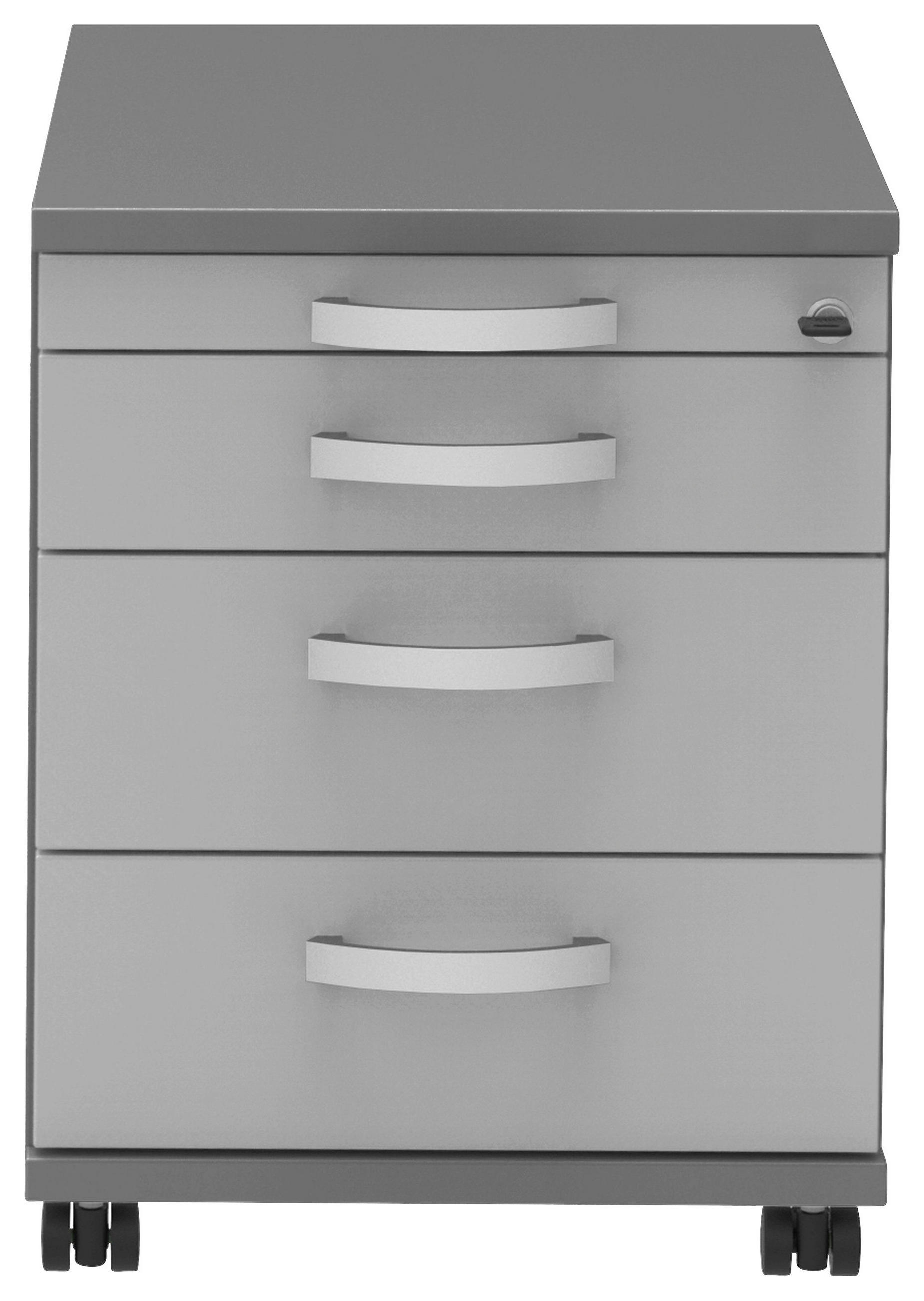 ROLLCONTAINER Anthrazit, Hellgrau  - Anthrazit/Hellgrau, KONVENTIONELL, Holzwerkstoff/Metall (42,7/54,4/60cm) - Moderano