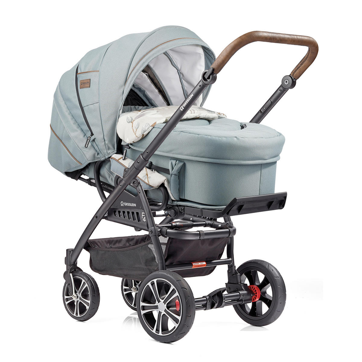 KINDERWAGENSET F4 Air+  - Creme/Schwarz, Basics, Textil/Metall (57/129/100cm) - Gesslein