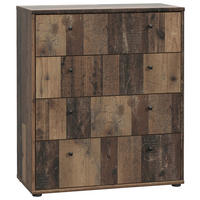 KOMMODE , 73,7/85,5/34,8 cm, 4 Schublade(n)  - Dunkelbraun/Graubraun, Design, Holzwerkstoff/Kunststoff (73,7/85,5/34,8cm)