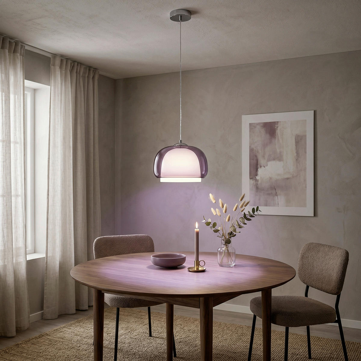 ZÁVĚSNÉ SVÍTIDLO, 30/150 cm  - bílá/růžová, Design, kov/sklo (30/150cm)