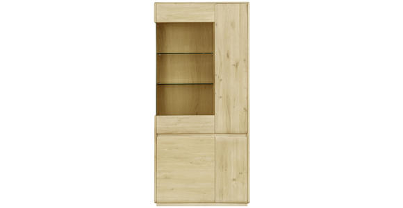 VITRINE Asteiche massiv Eichefarben - Eichefarben, Natur, Glas/Holz (95/201/41cm) - Linea Natura