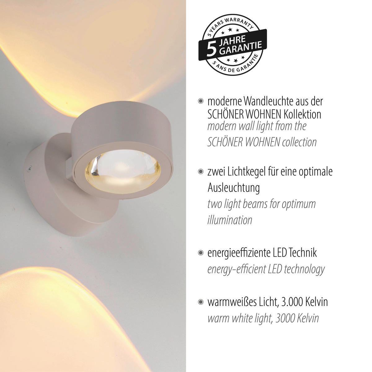 LED-WANDLEUCHTE 12,4/9/9 cm   - Sandfarben, Design, Kunststoff/Metall (12,4/9/9cm) - Schöner Wohnen