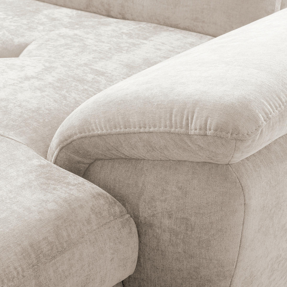 ECKSOFA  Webstoff Sandfarben  - Sandfarben/Schwarz, Design, Textil/Metall (268/195cm) - Livetastic