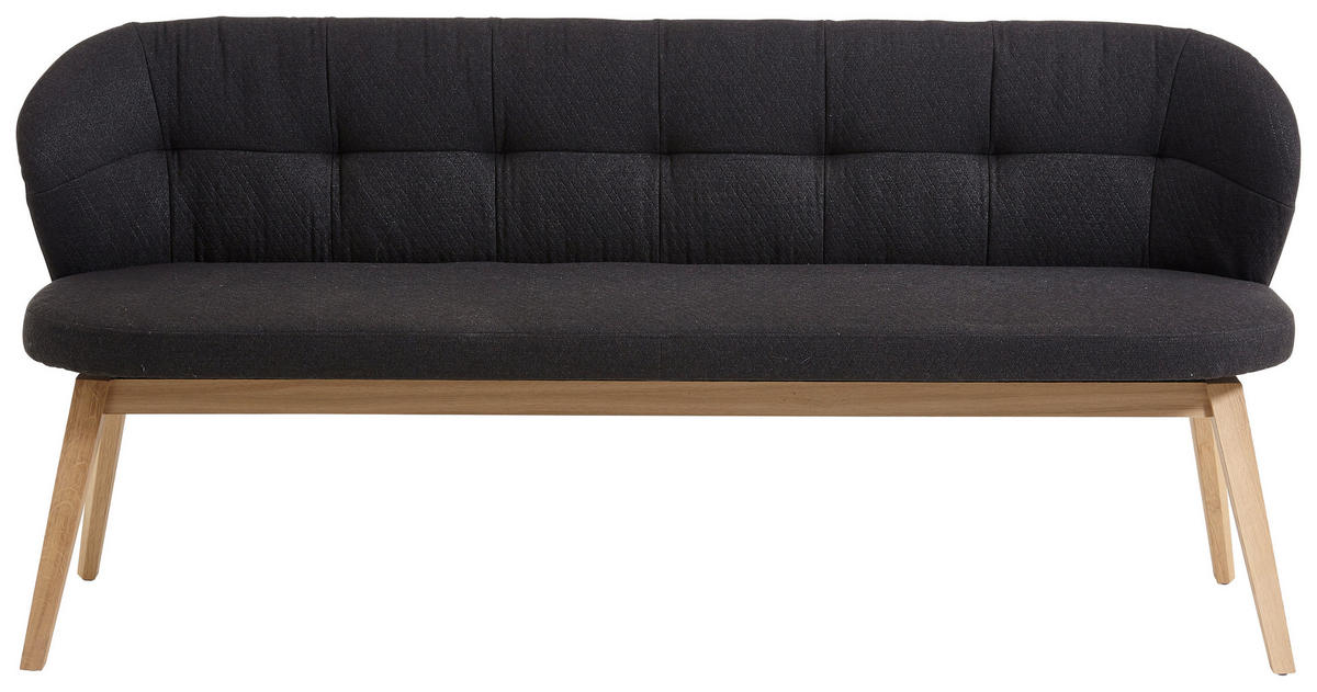 SITZBANK 188/84/60 cm  in Anthrazit, Schwarz, Eichefarben  - Eichefarben/Anthrazit, Natur, Leder/Holz (188/84/60cm) - Valnatura