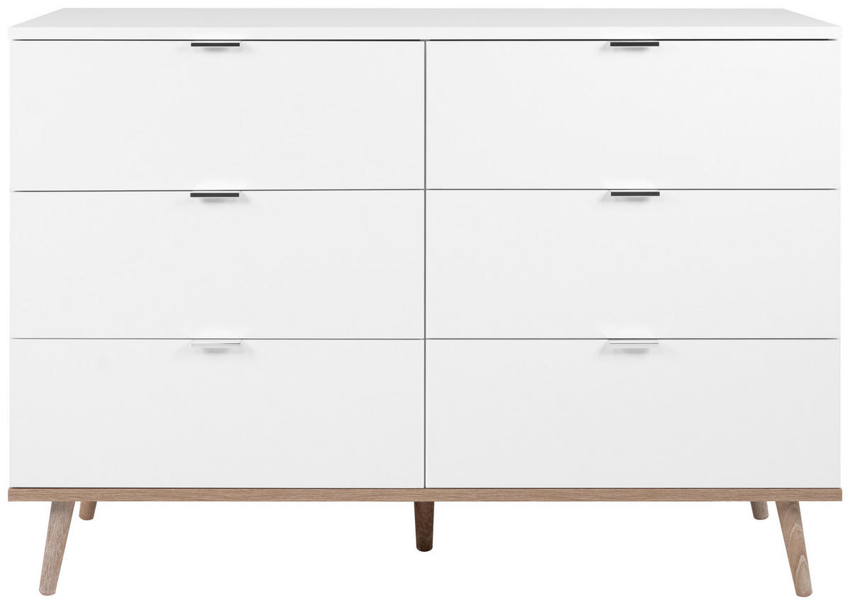 KOMODA, bela, hrast sonoma  - srebrne barve/bela, Konvencionalno, kovina/leseni material (120/87/40cm) - MID.YOU
