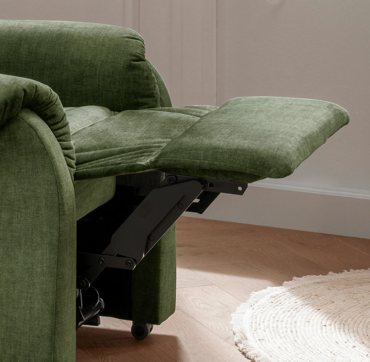 FERNSEHSESSEL in Velours Dunkelgrün  - Dunkelgrün/Schwarz, Design, Kunststoff/Textil (76/106/94cm) - Livetastic