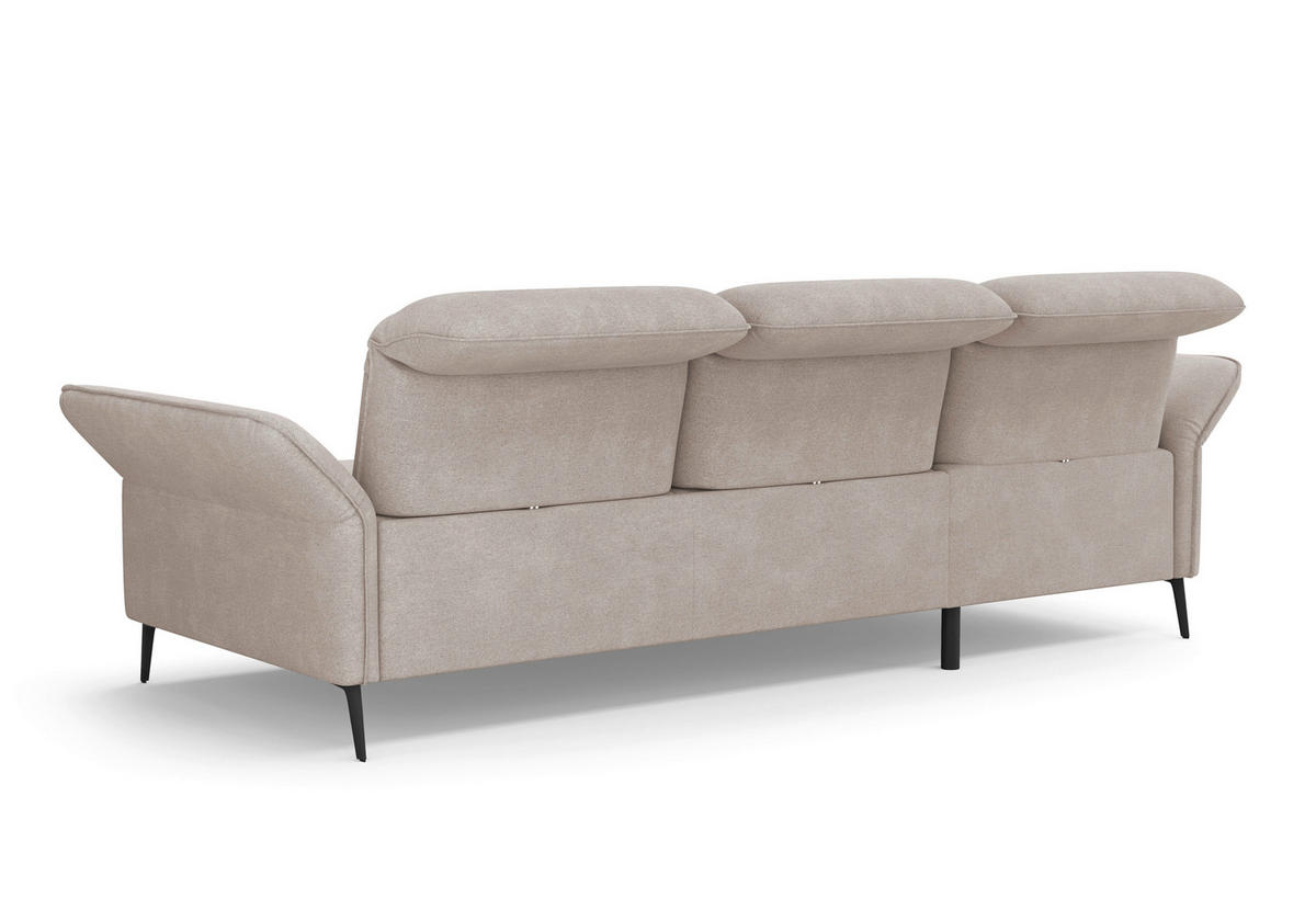 ECKSOFA in Flachgewebe Greige  - Greige/Schwarz, Konventionell, Textil/Metall (198/264cm) - Sit & More