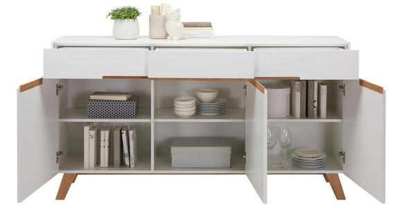 SIDEBOARD 169/94/41 cm - Eichefarben/Weiß, Design, Holz/Holzwerkstoff (169/94/41cm) - Hom`in