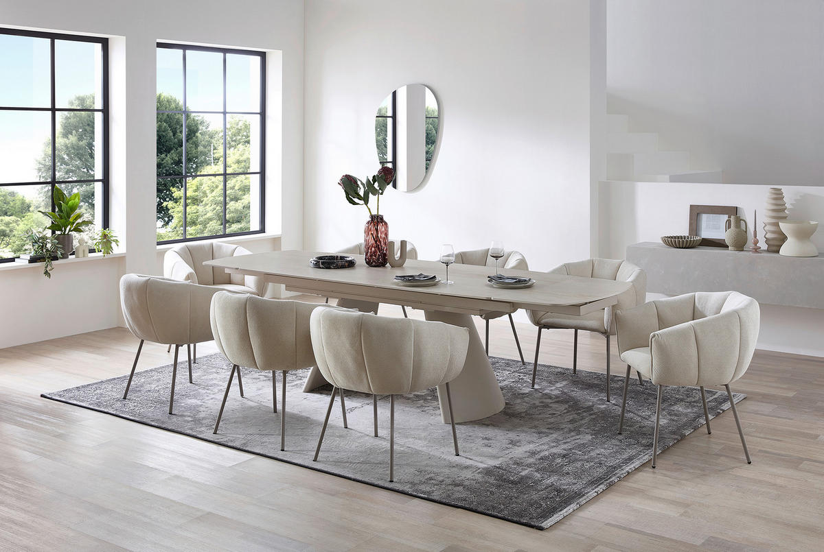 ESSTISCH Beige  ausziehbar  - Beige, MODERN, Keramik/Metall (200/100/100cm) - MID.YOU