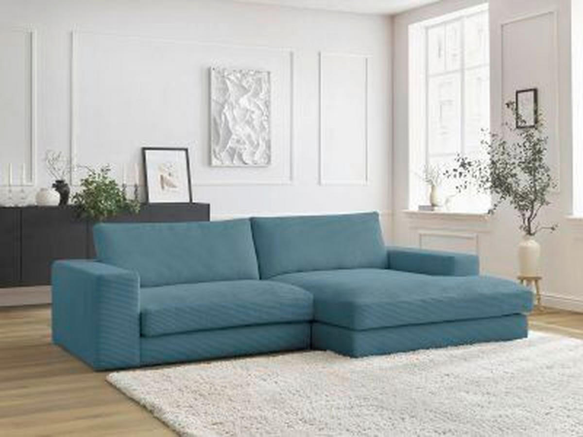 ECKSOFA  LEONARD Hellblau Cord  - Schwarz/Hellblau, MODERN, Kunststoff/Textil (234/159cm)