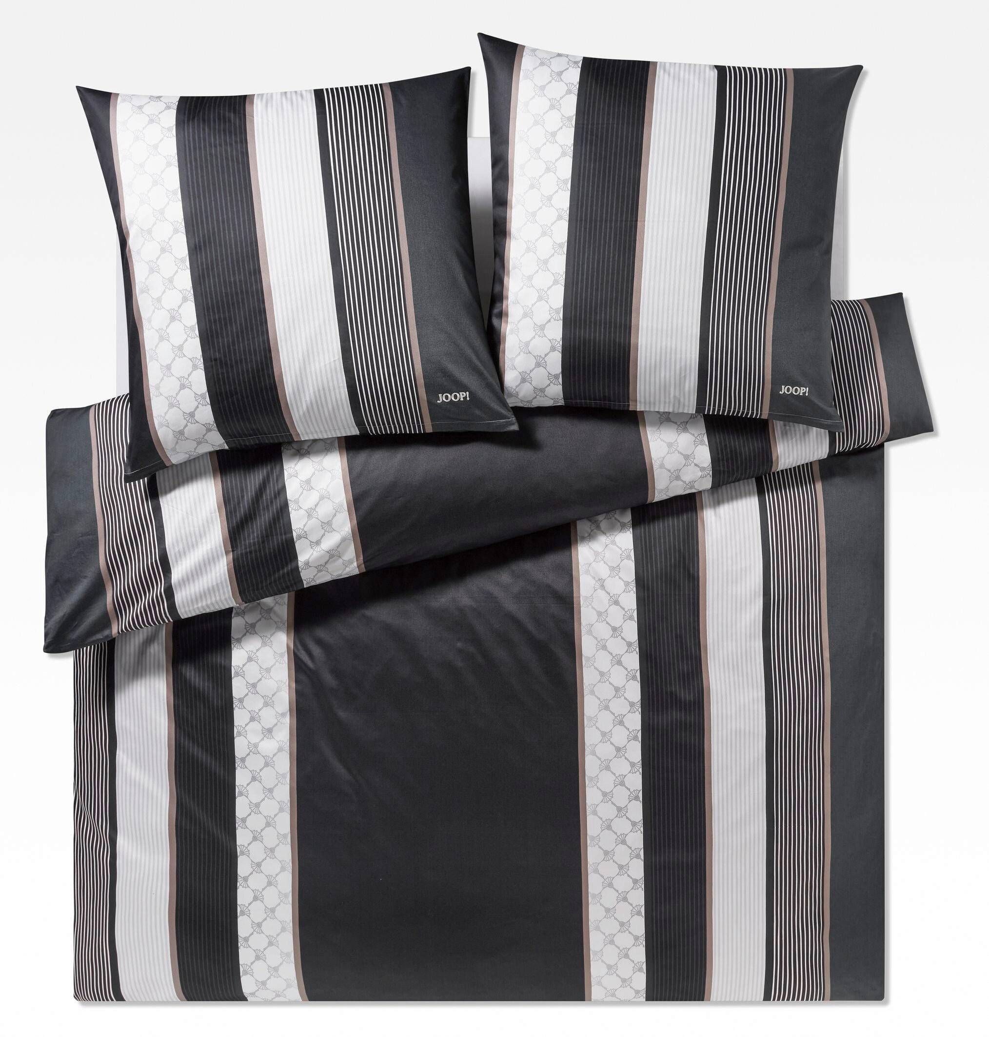 Joop! Bettwäsche Cornflower Stripes Schwarz, Weiß 200x200 cm