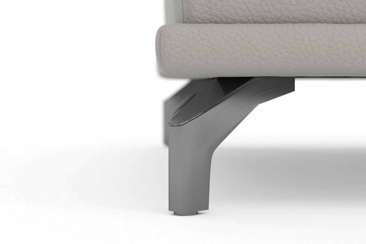 HOCKER COSTELLO E Echtleder Hellgrau  - Hellgrau/Schwarz, Basics, Leder/Metall (133/47/72cm) - Sit & More