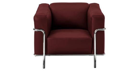 SESSEL in Echtleder Rot - Chromfarben/Rot, Design, Leder/Metall (91/67/96cm) - Johann Jakob