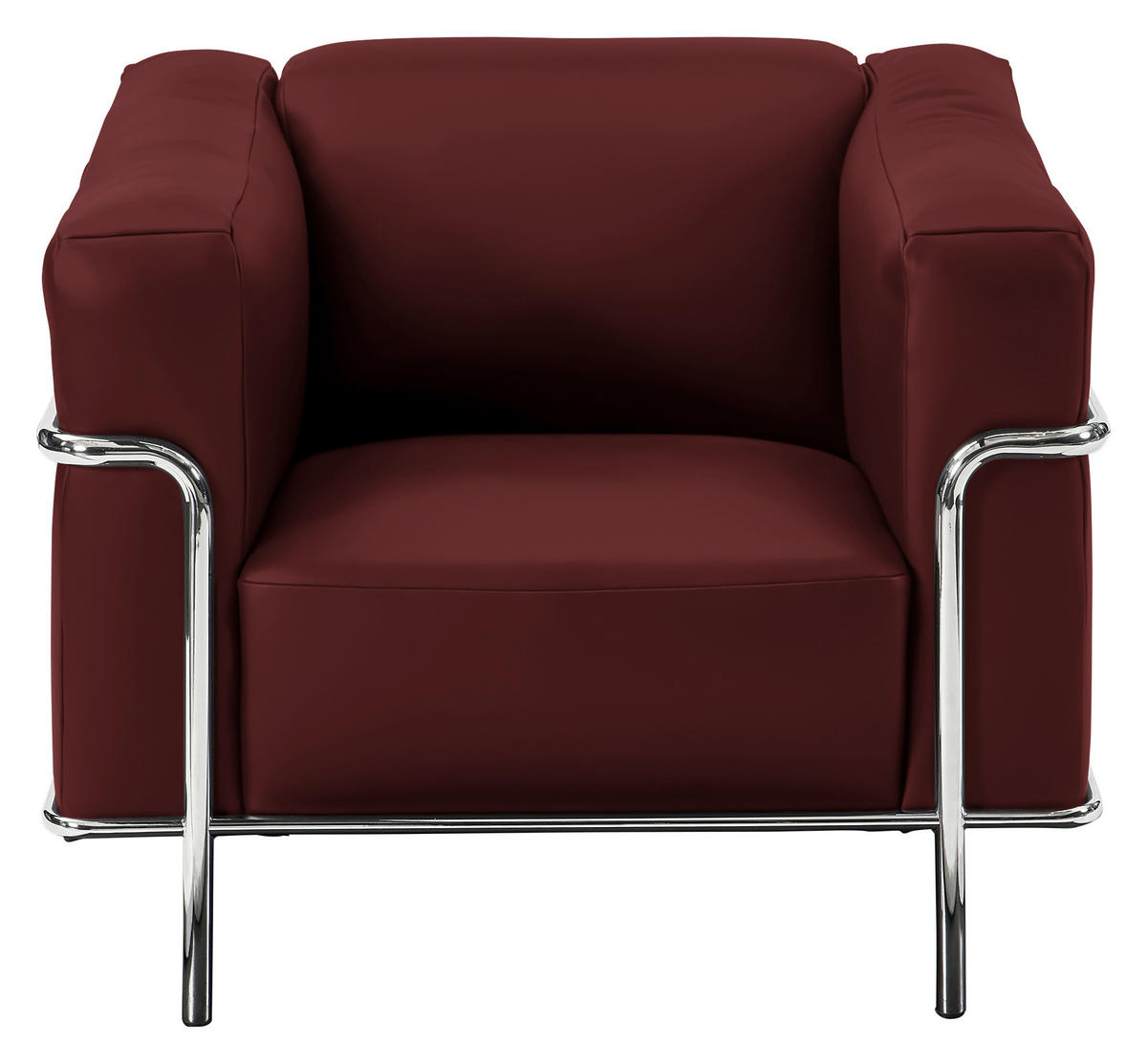 SESSEL in Echtleder Rot  - Chromfarben/Rot, Design, Leder/Metall (91/67/96cm) - Johann Jakob