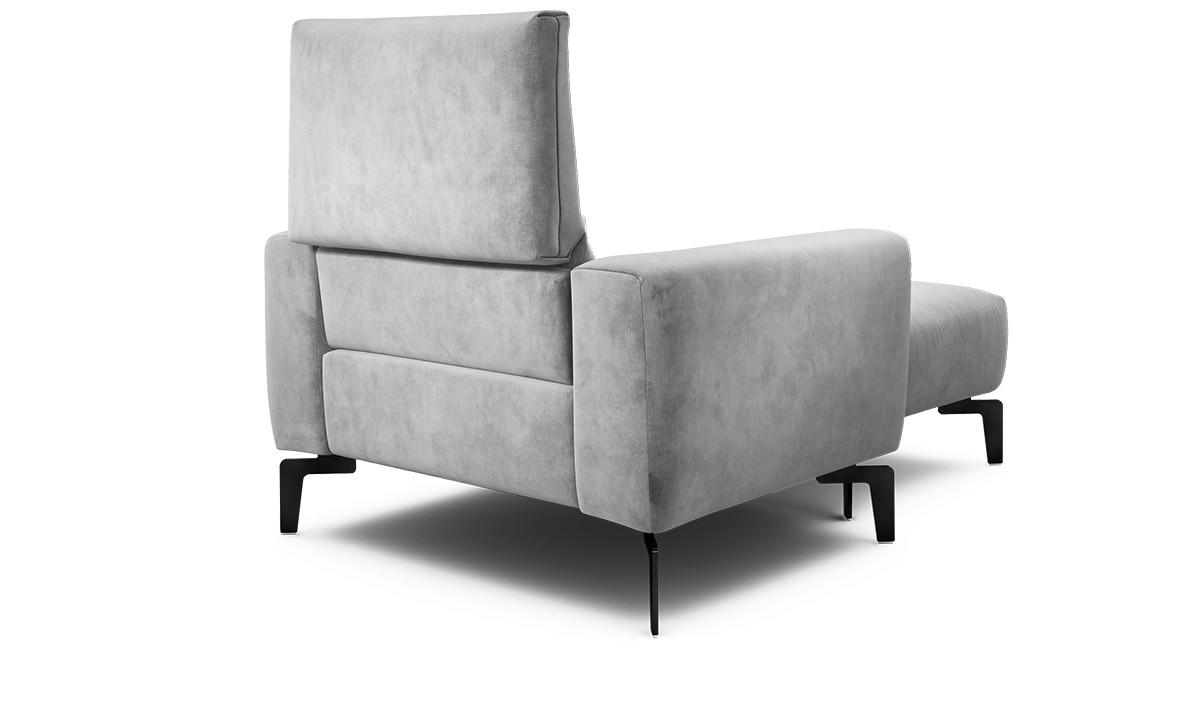 Sessel inkl. Hocker in Samt Hellgrau  - Hellgrau/Schwarz, Design, Textil/Metall (110/85/86-94cm) - SENSOO
