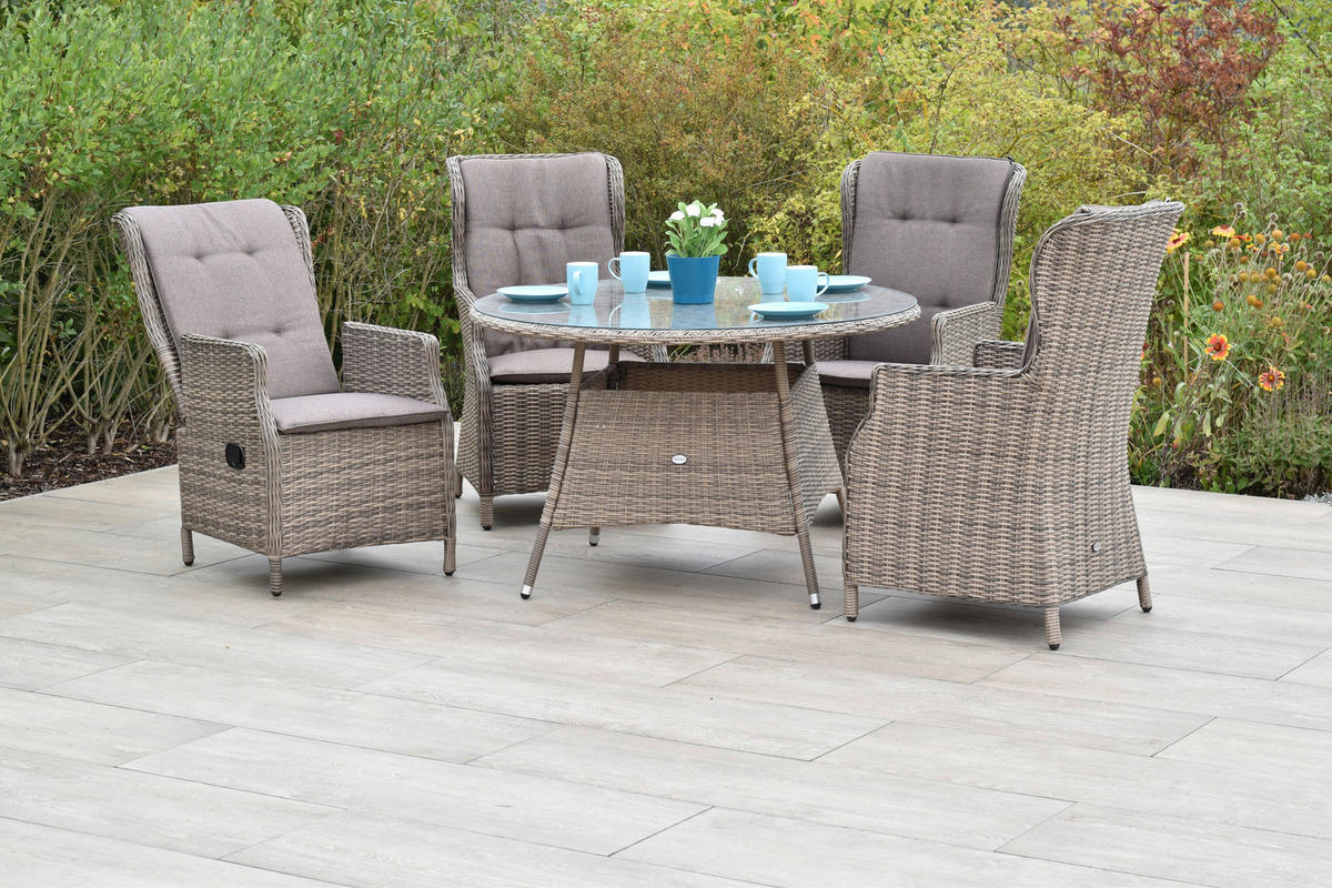 GARTENSET Stahl  - Naturfarben/Grau, MODERN, Kunststoff/Textil - Gardenson
