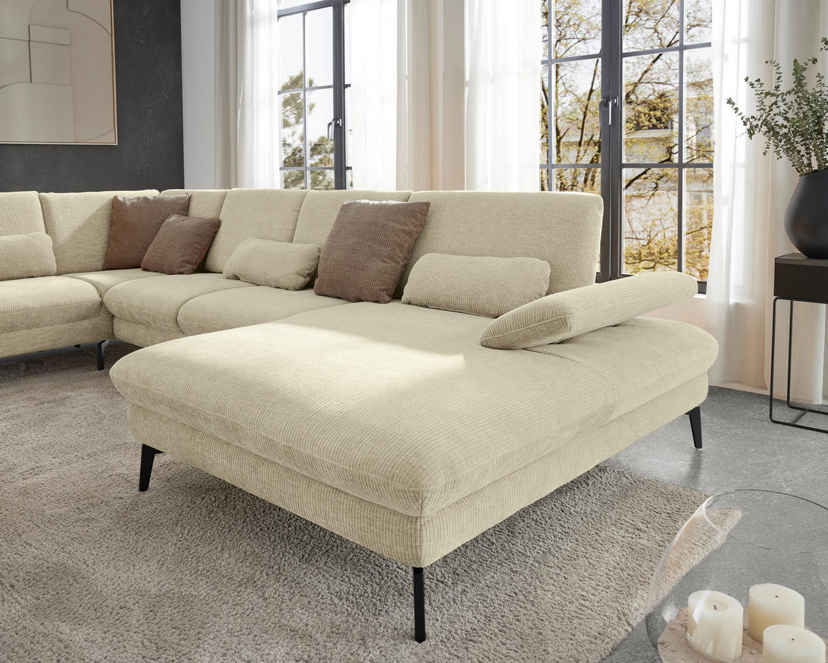 WOHNLANDSCHAFT in Webstoff Creme  - Creme/Schwarz, Design, Textil/Metall (208/354/157cm) - Dieter Knoll
