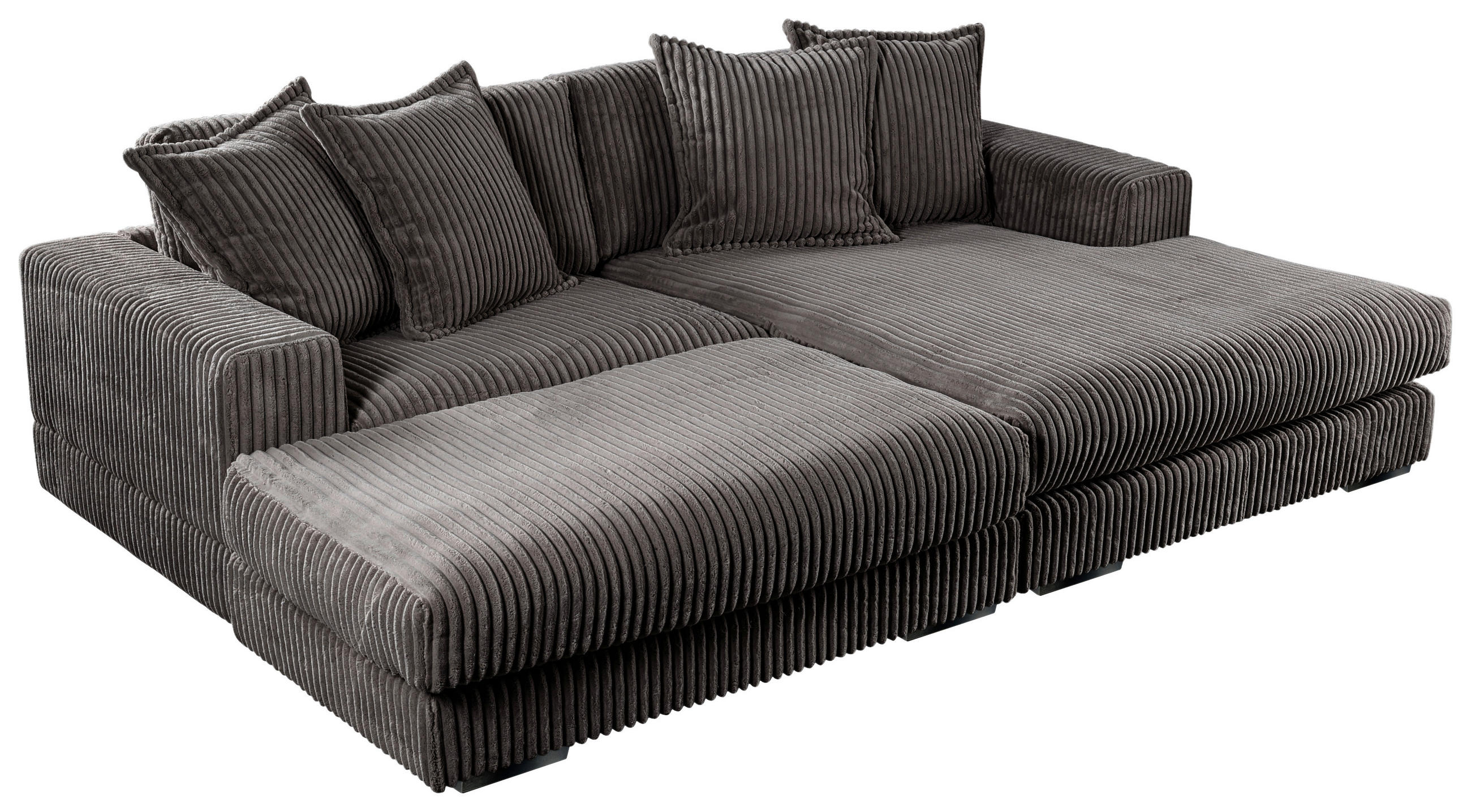 ECKSOFA FUNNY Grau Cord  - Schwarz/Grau, Basics, Kunststoff/Textil (285/195cm) - Livetastic