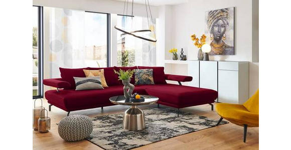 ECKSOFA in Mikrofaser Bordeaux 305/224 cm - Bordeaux/Schwarz, Design, Textil/Metall (305/224cm) - Dieter Knoll