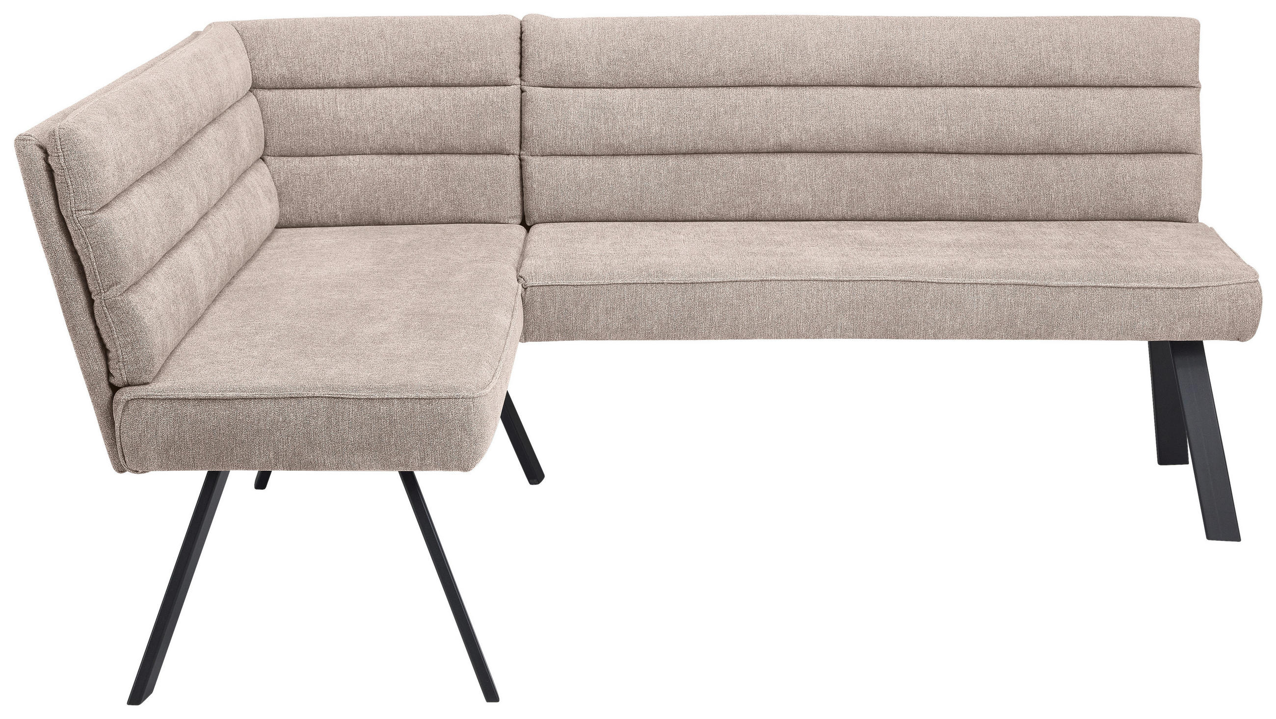 ECKBANK 140/175 cm beflockt Braun, Schwarz   - Schwarz/Braun, Design, Textil/Metall (140/175cm) - Cantus