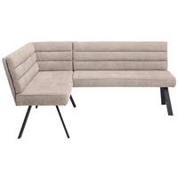 ECKBANK 155/195 cm beflockt Braun, Schwarz   - Schwarz/Braun, Design, Textil/Metall (155/195cm) - Cantus